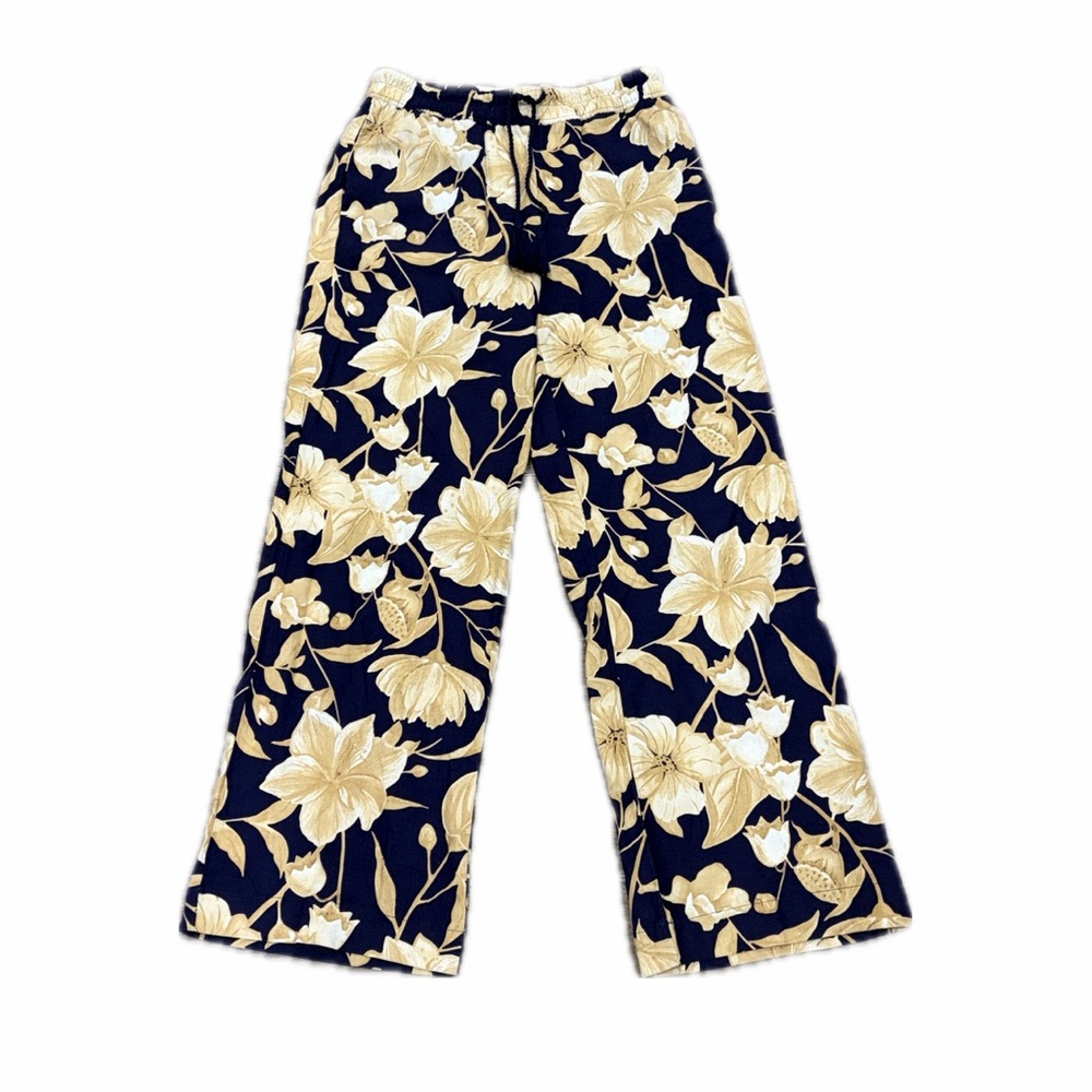 Joie Floral Linen Blend Wide Leg Pull On Pants Size S Beachy Resort Cruise Vaca